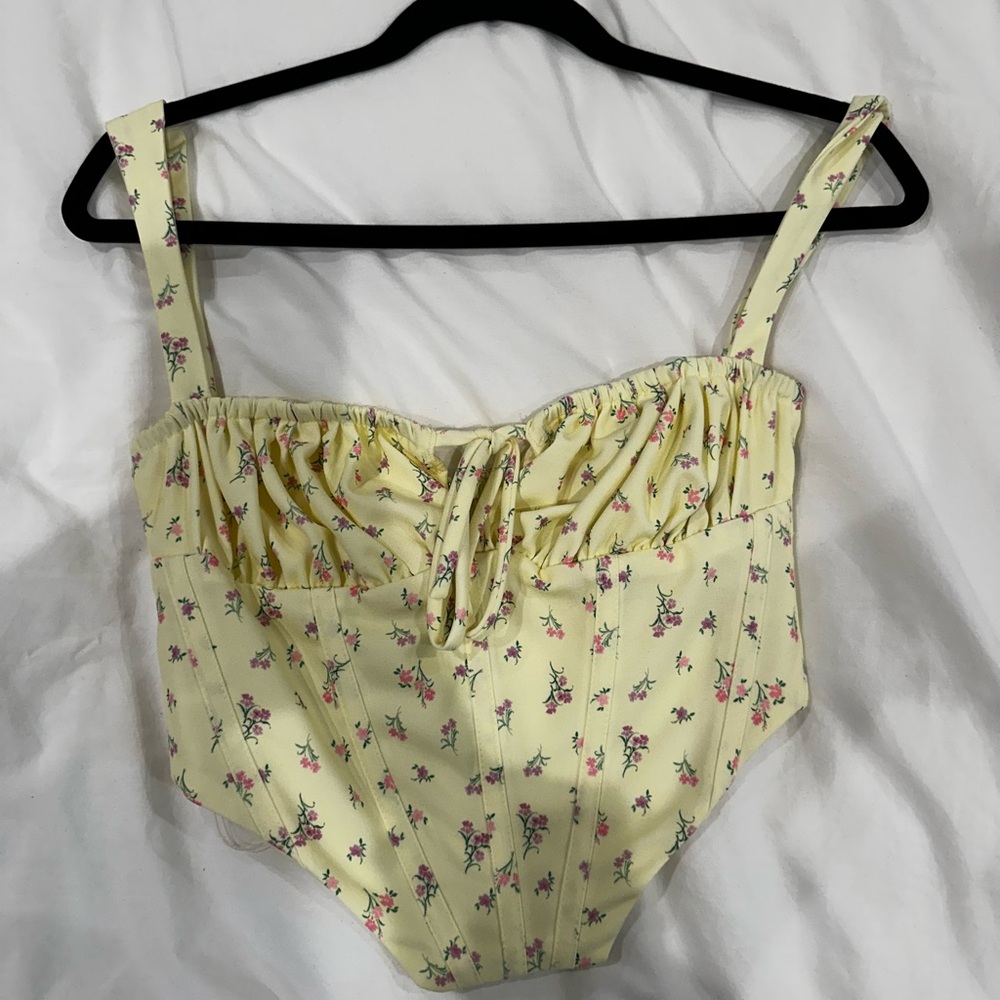 Floral Yellow Women's Corset HOUSE OF CB